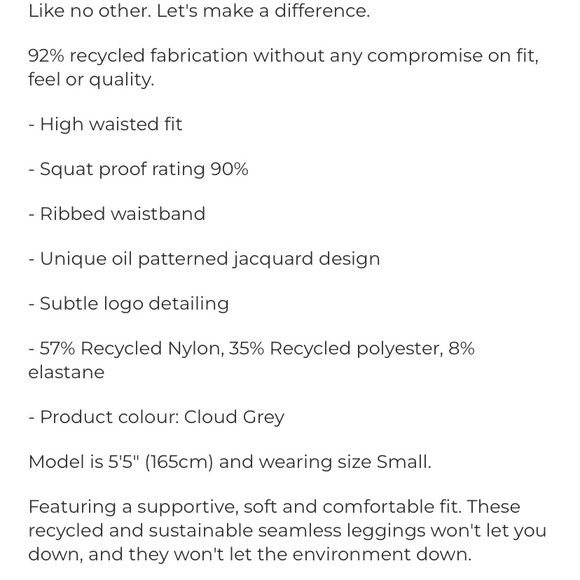 Pursue Fitness Sustainable Seamless Leggings
Cloud Grey size Large - Picture 4 of 15